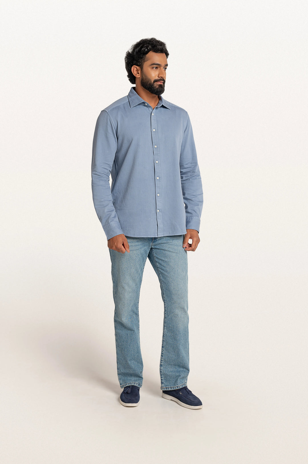 Tavo Khadi Stormy Blue Men's Smart Fit Shirt
