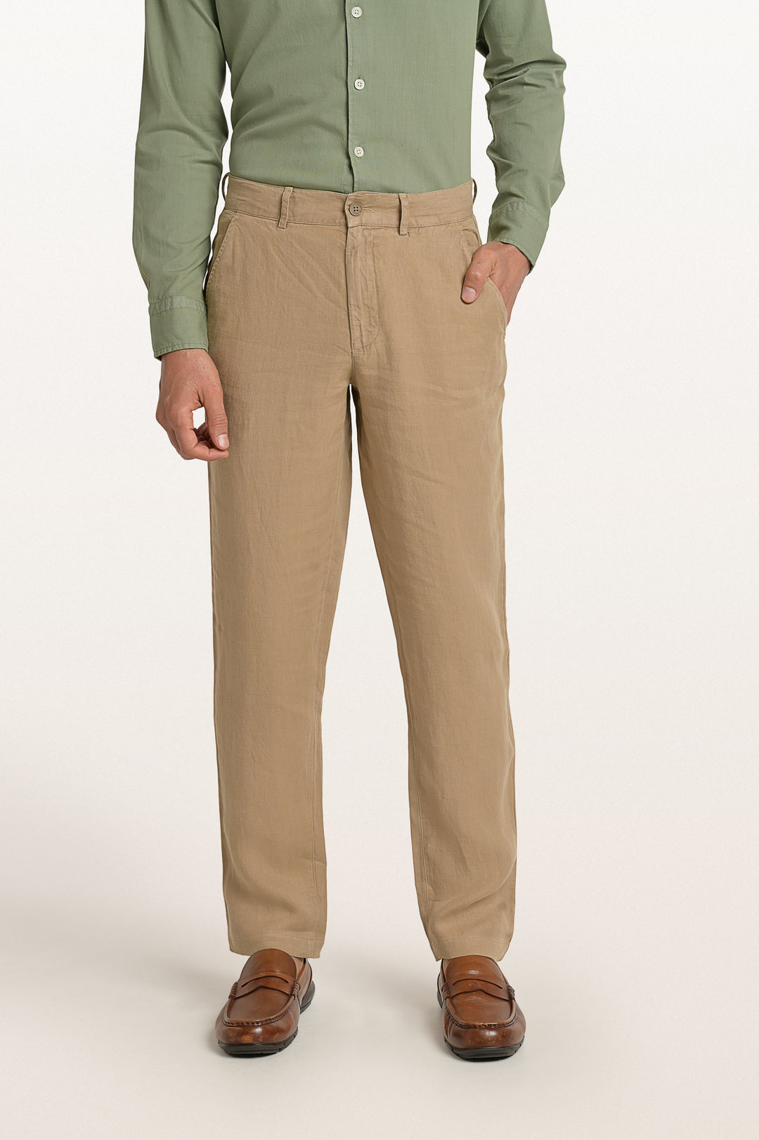 Dax Linen Sand Dune Men's Slim Fit Trouser