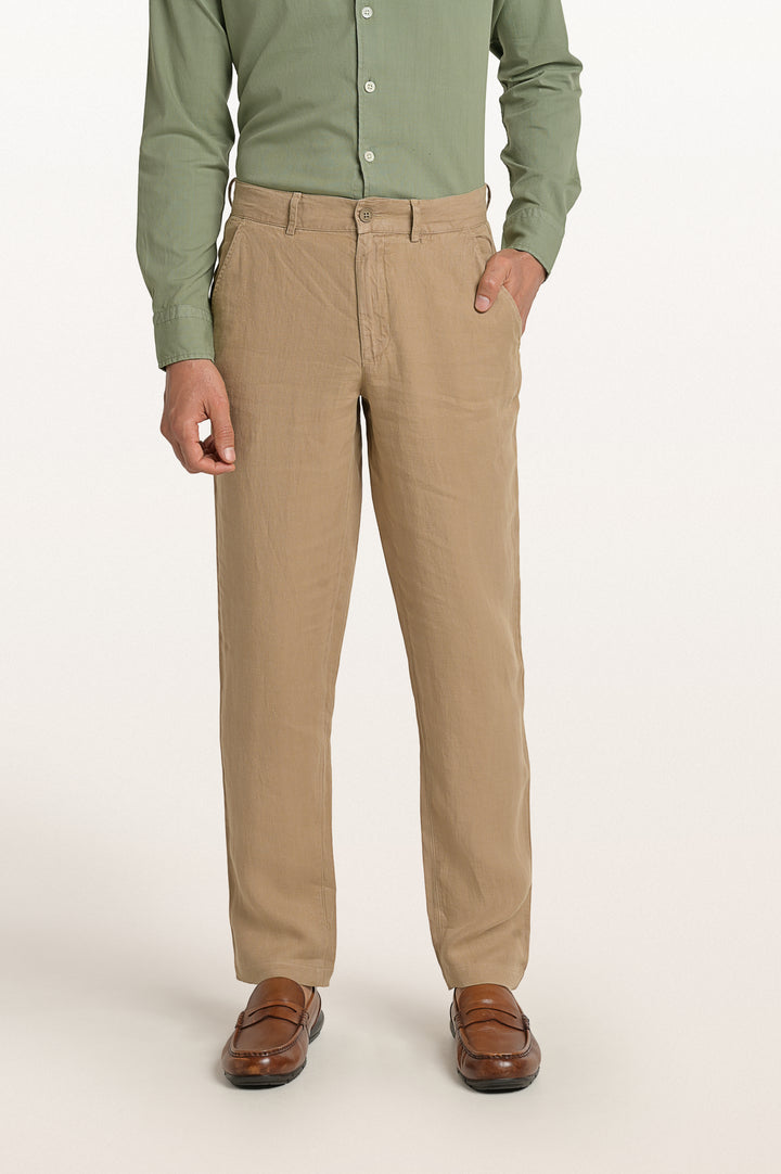 Dax Linen Sand Dune Men's Slim Fit Trouser