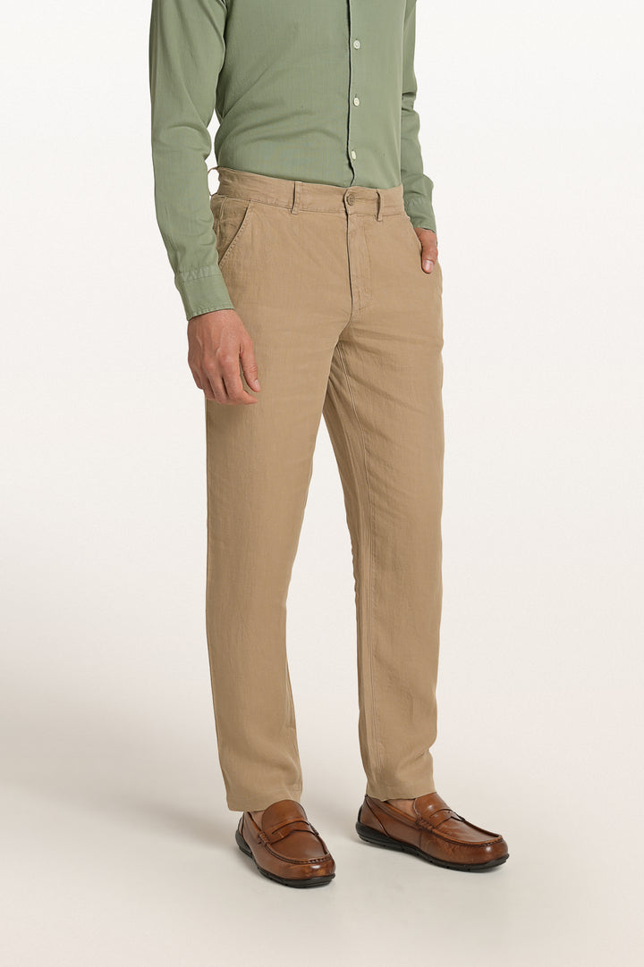 Dax Linen Sand Dune Men's Slim Fit Trouser