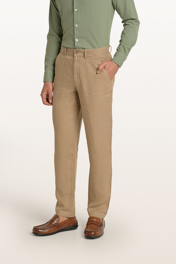 Dax Linen Sand Dune Men's Slim Fit Trouser