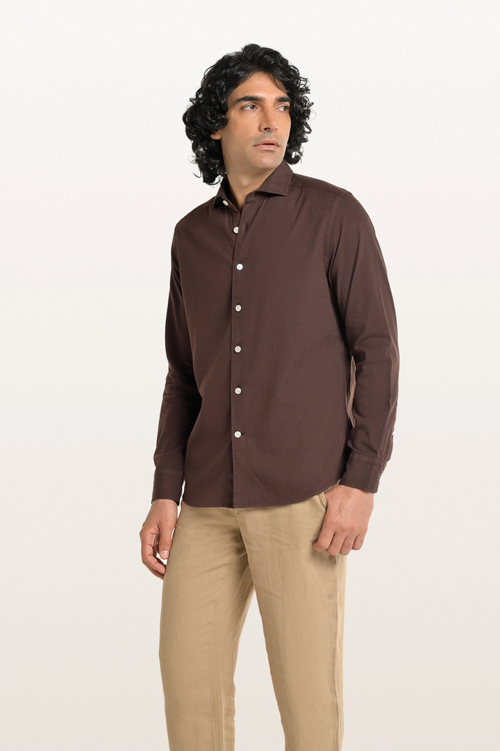 Finn Khadi Espresso Men's Smart Fit Shirt