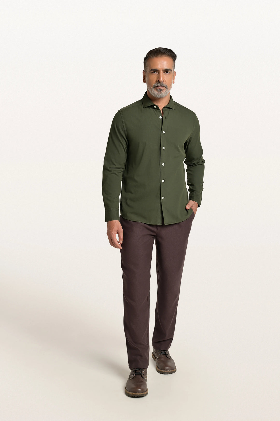 Finn Khadi Bottle Green Men's Smart Fit Shirt