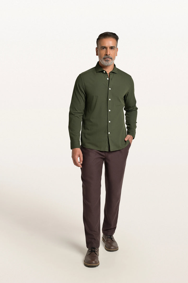 Finn Khadi Bottle Green Men's Smart Fit Shirt