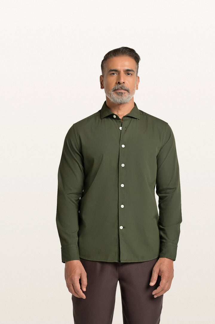Finn Khadi Bottle Green Men's Smart Fit Shirt