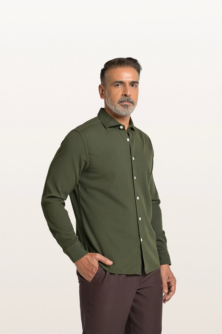 Finn Khadi Bottle Green Men's Smart Fit Shirt