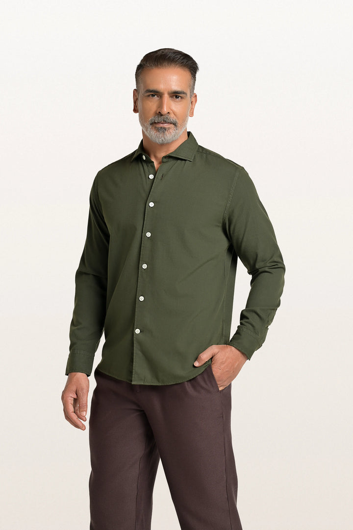 Finn Khadi Bottle Green Men's Smart Fit Shirt