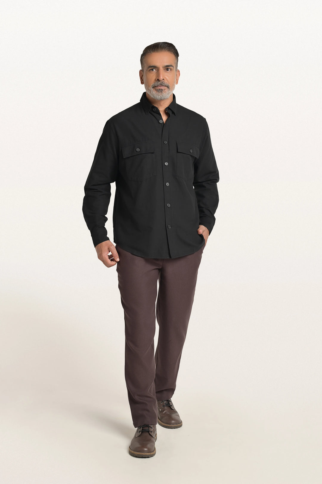 Sian Khadi Black Men's Smart Fit Shirt