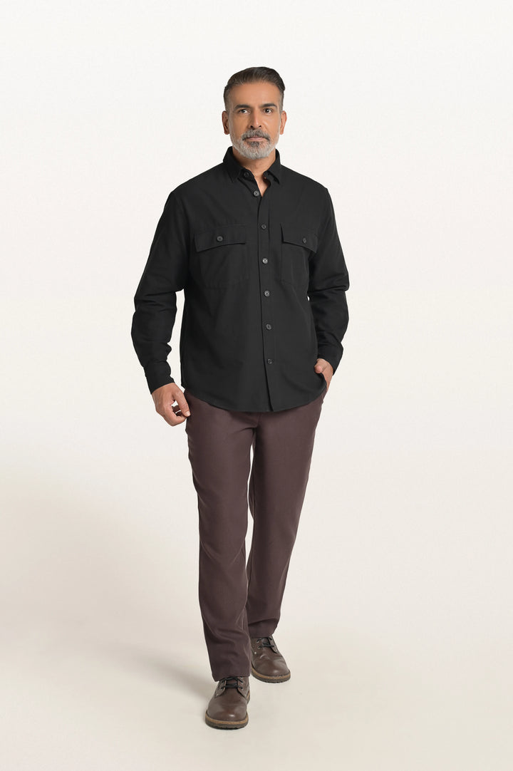 Sian Khadi Black Men's Smart Fit Shirt