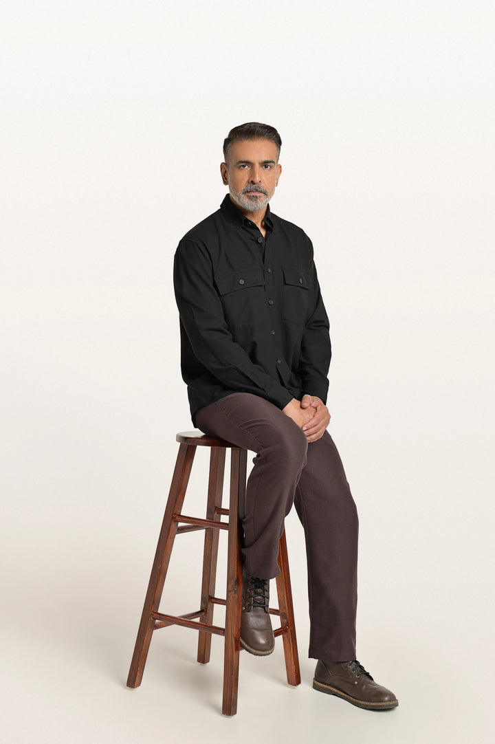 Sian Khadi Black Men's Smart Fit Shirt