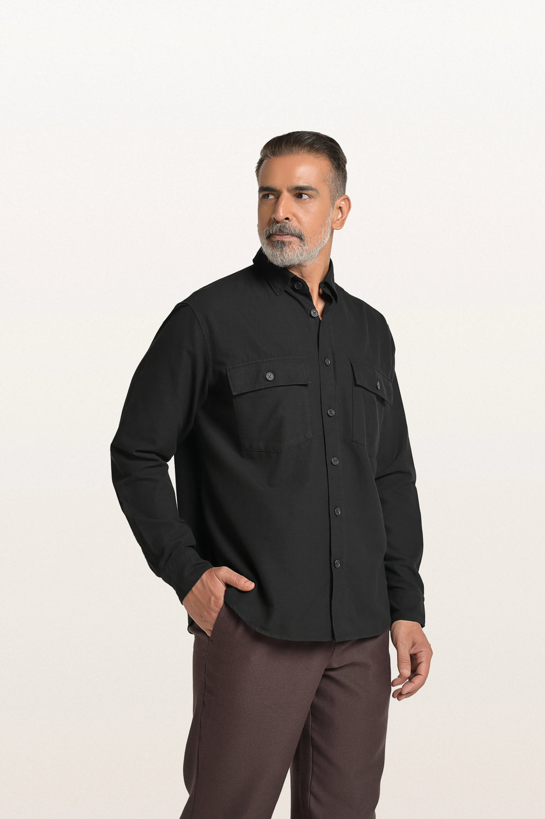 Sian Khadi Black Men's Smart Fit Shirt