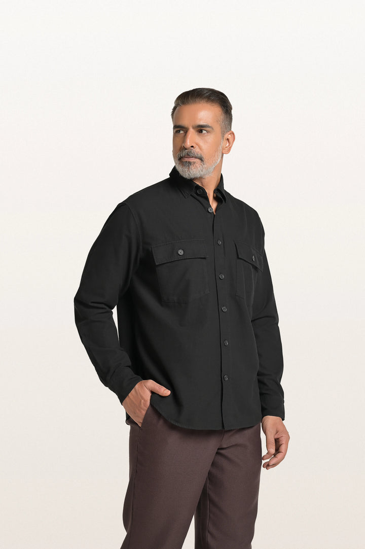 Sian Khadi Black Men's Smart Fit Shirt