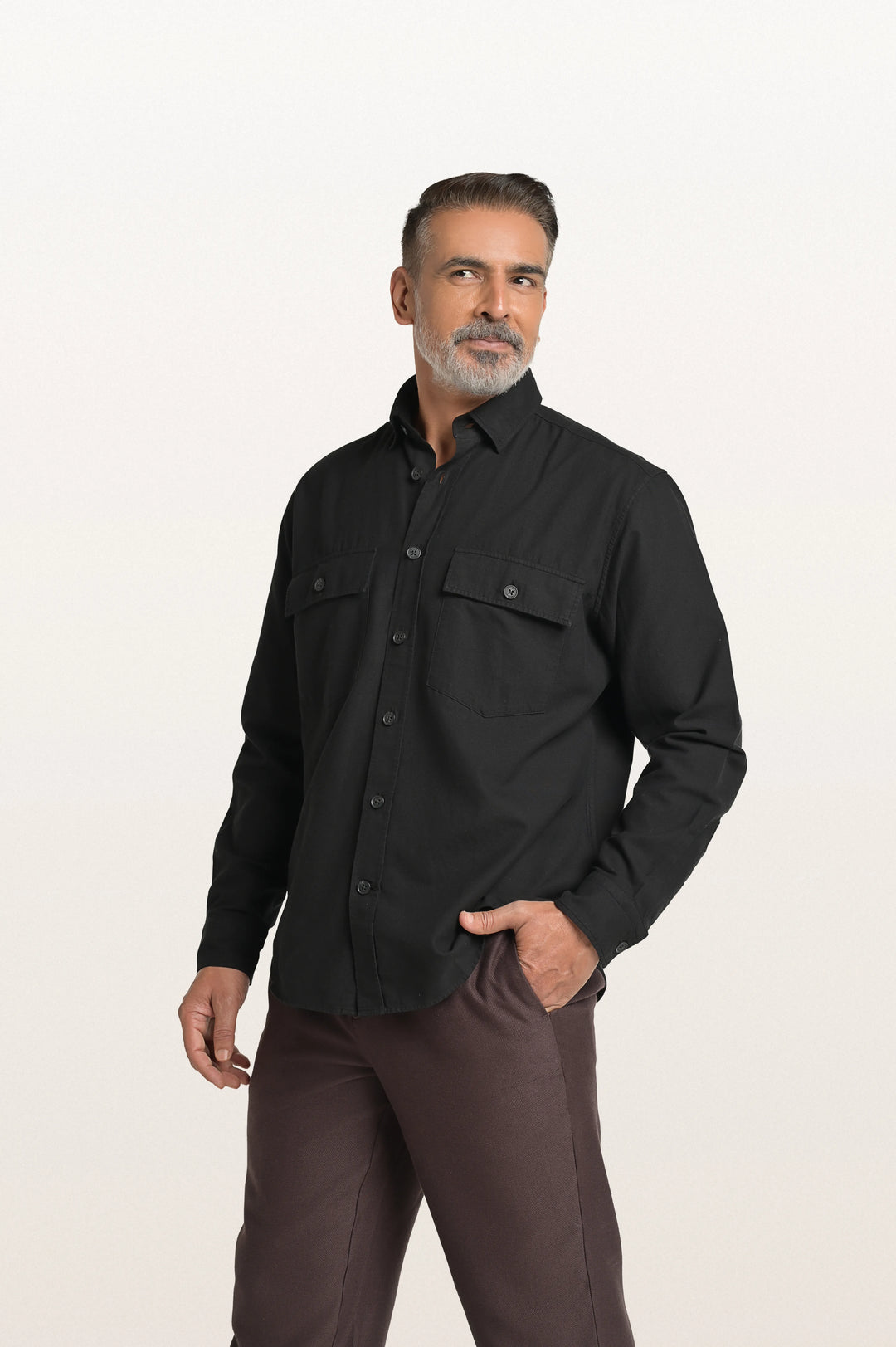 Sian Khadi Black Men's Smart Fit Shirt