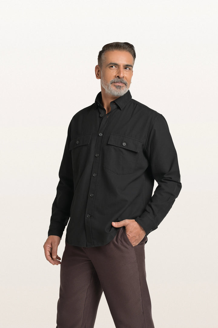 Sian Khadi Black Men's Smart Fit Shirt