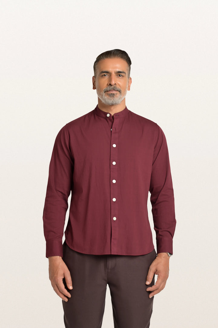 Puck Khadi Red Wine Men's Smart Fit Shirt