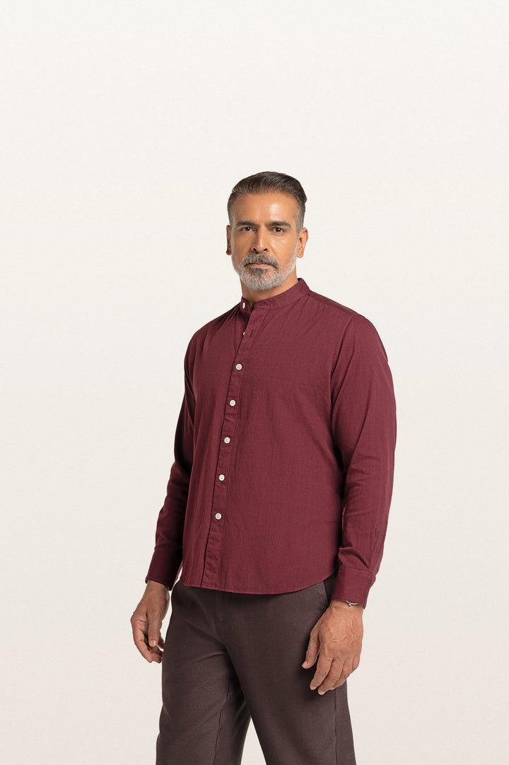 Puck Khadi Red Wine Men's Smart Fit Shirt