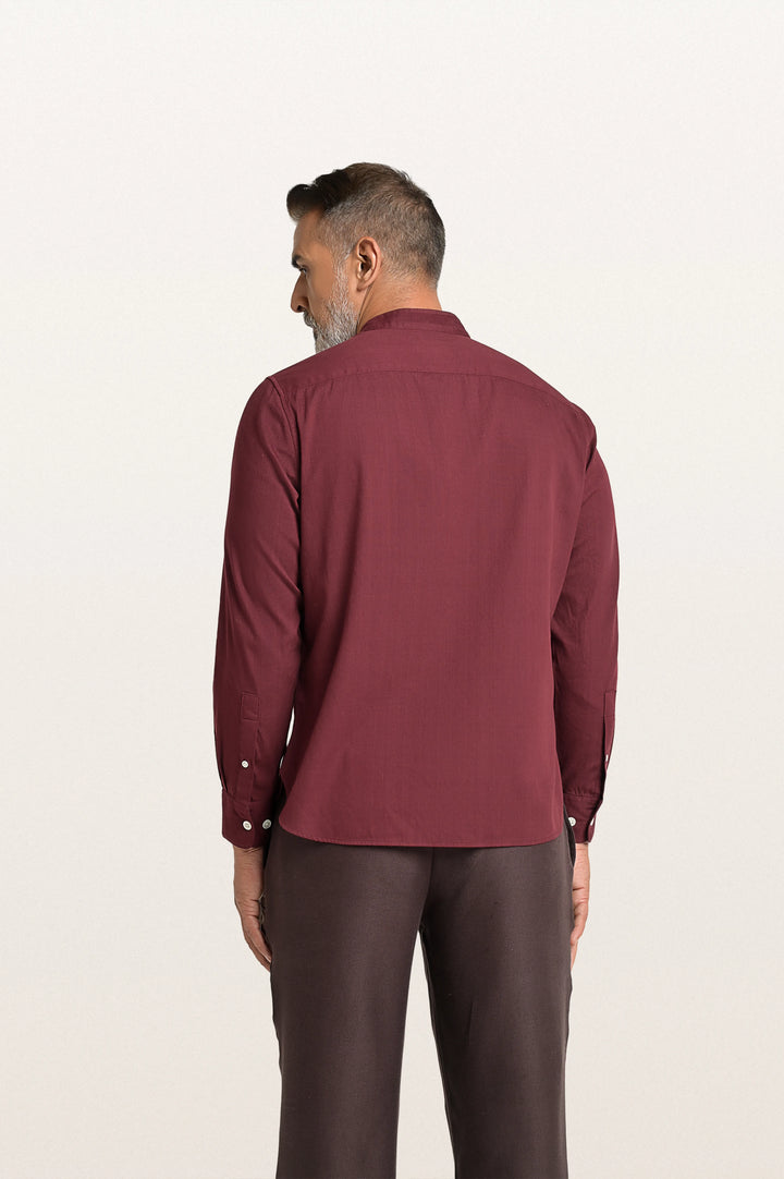 Puck Khadi Red Wine Men's Smart Fit Shirt
