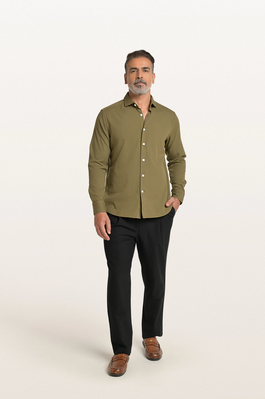 Finn Khadi Khakhi Men's Smart Fit Shirt