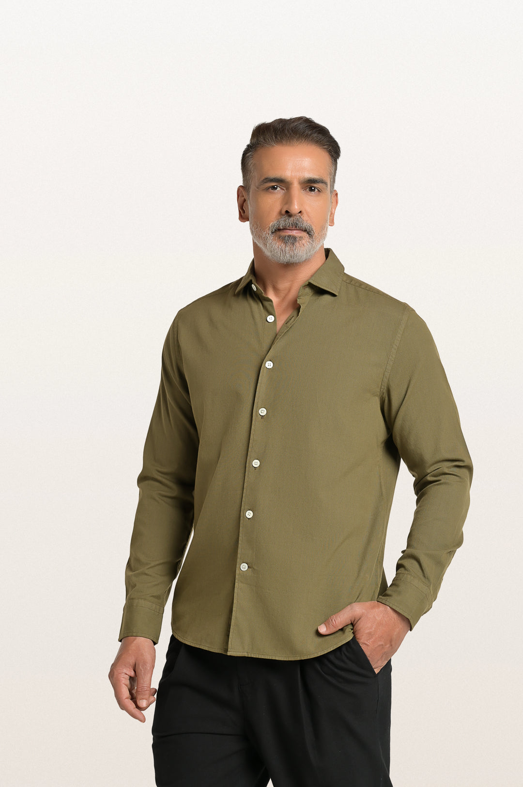 Finn Khadi Khakhi Men's Smart Fit Shirt