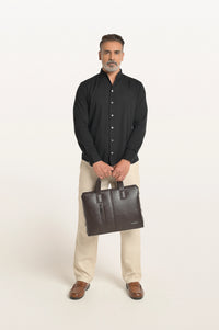 Mason Khadi Ls Faded Black Men's Slim Fit Shirt
