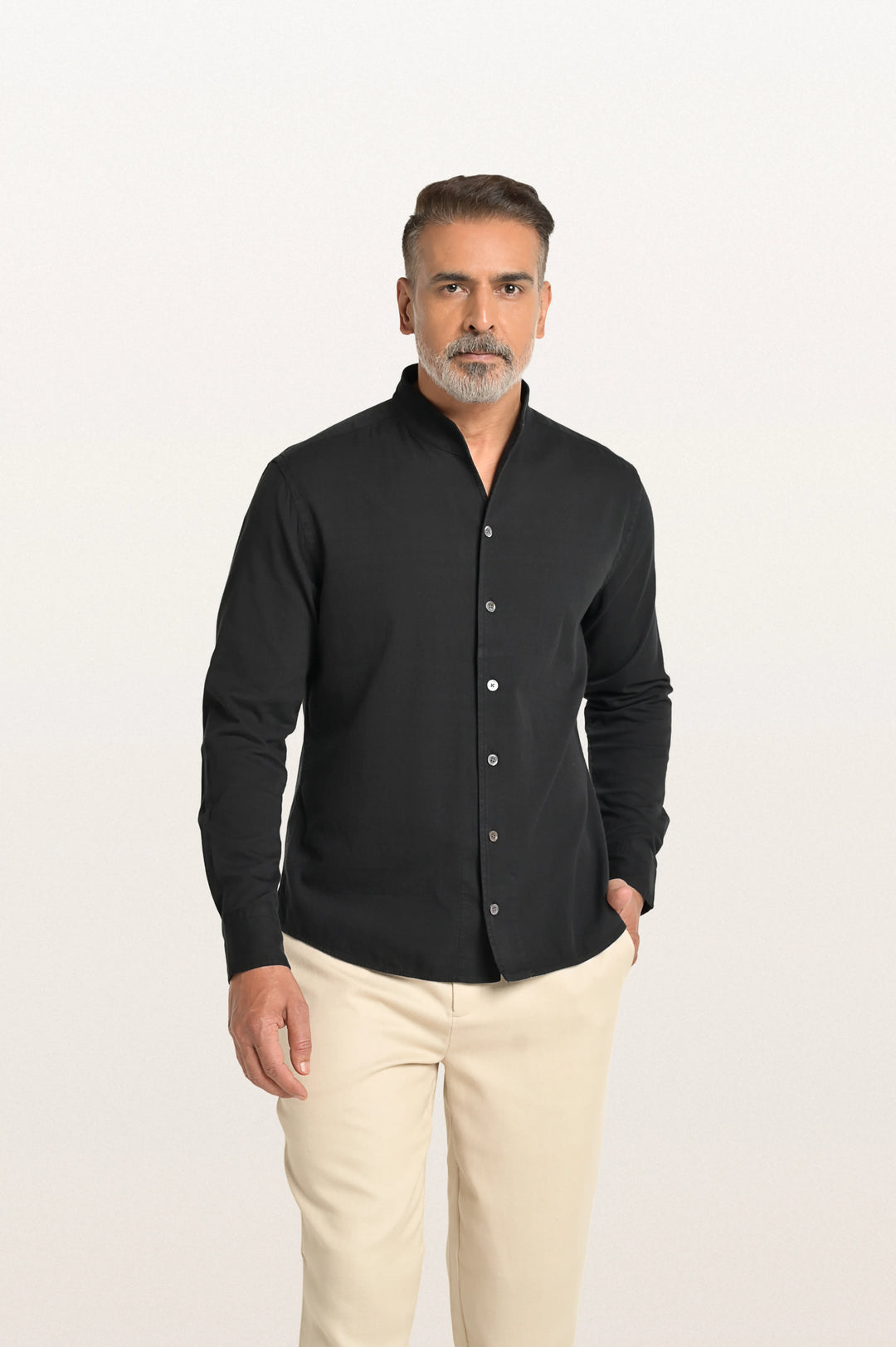 Mason Khadi Ls Faded Black Men's Slim Fit Shirt