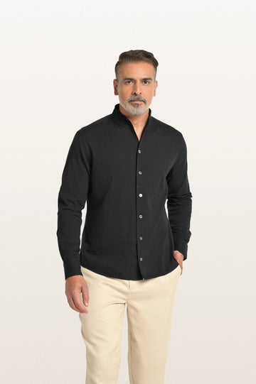 Mason Khadi Ls Faded Black Men's Slim Fit Shirt