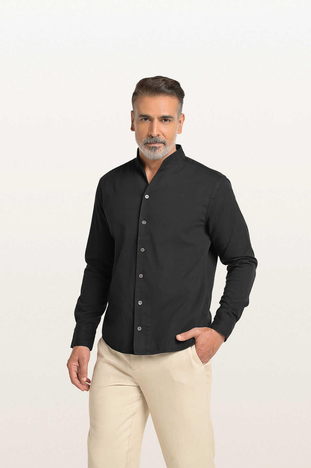 Mason Khadi Ls Faded Black Men's Slim Fit Shirt