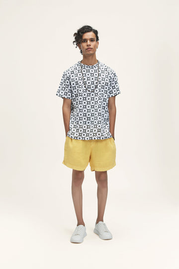 Milos (Hand Block Print) Mega Moon Bloom - White