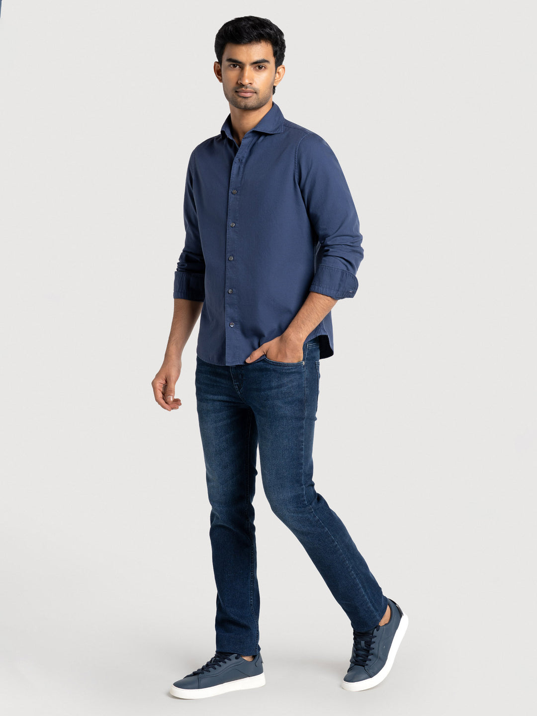 Perry FT Sunset Navy Men's Slim Fit Cotton Shirt