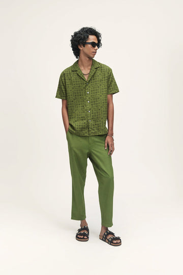 Palawan (Hand Block Print) Moon Print - Olive
