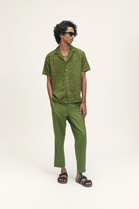 Palawan (Hand Block Print) Moon Print - Olive