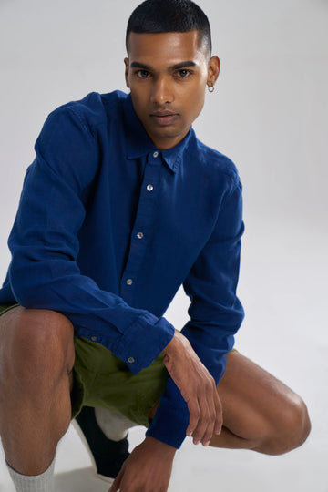 Coda Linen Beach Shirt Blue S