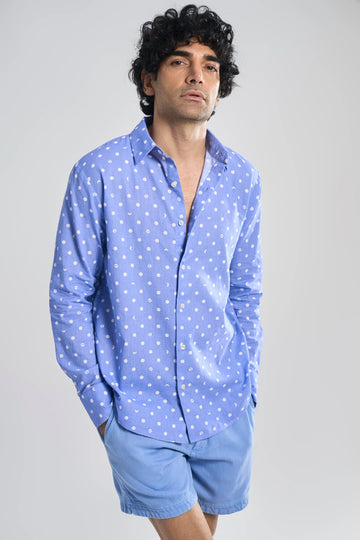 Dante Khadi Shirt Lunar Polka Summer Sky S
