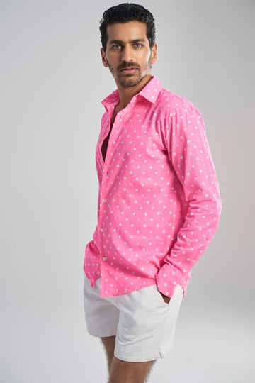Dante Khadi Shirt Lunar Polka Aurora Bubblegum Pink S
