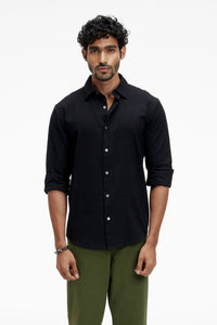 Dante Black Men's Slim Fit Khadi Shirt