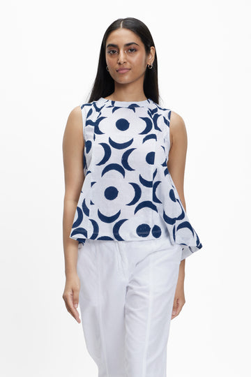 Barbe (Hand Block Print) Maxi Moon Bloom White