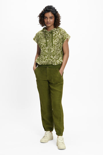 Sadet (Khadi) Lunar Paisley Olive