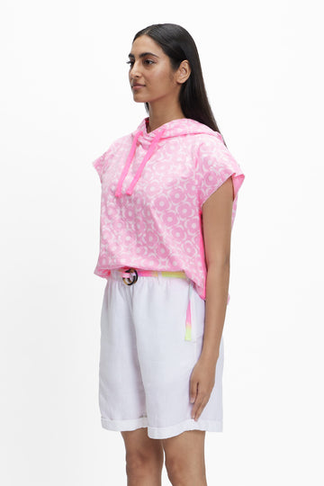Sadet (Hand Block Print) Mega Moon Bloom Aurora Pink