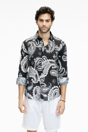 Dante Khadi Shirt Noir Paisley S