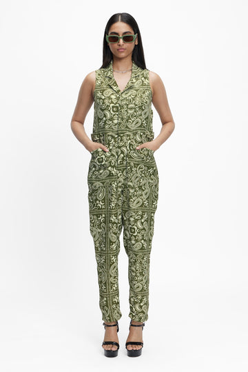 Elara (100% Linen) Lunar Paisley Olive XS