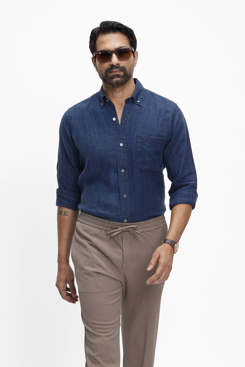 Zama (100% Indigo Linen) Eclipse Blue XS