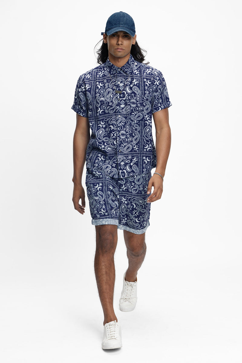 Coast (100% Linen) Lunar Paisley Blue