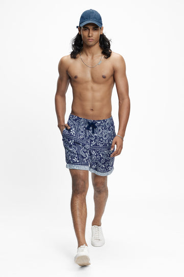 Haad (100% Linen) Lunar Paisley Blue