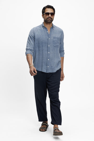 Zama (100% Indigo Linen) Dusk Blue