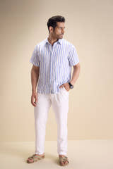 Bosco Short Sleeve Shirt — Regatta Stripe Sky