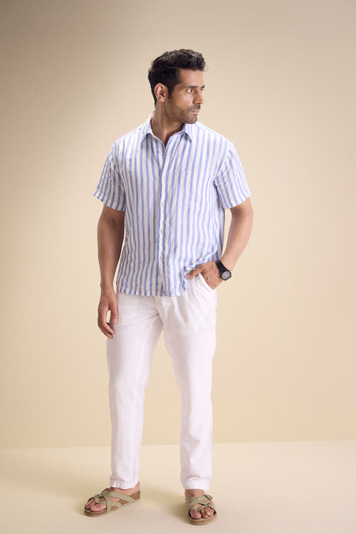 Bosco Short Sleeve Shirt — Regatta Stripe Sky