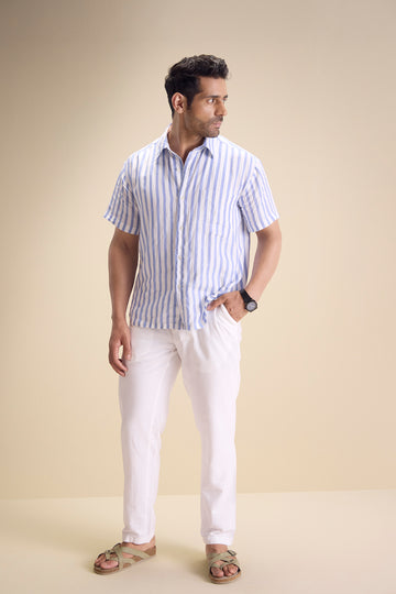 Bosco Short Sleeve Shirt — Regatta Stripe Sky