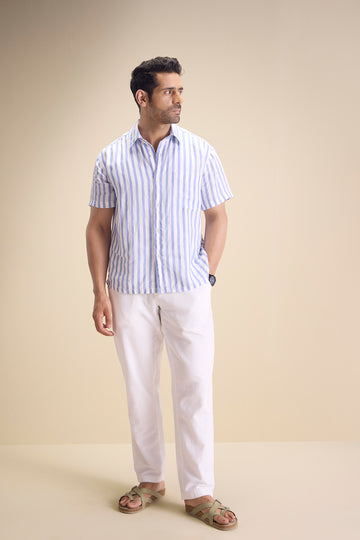 Bosco Short Sleeve Shirt — Regatta Stripe Sky