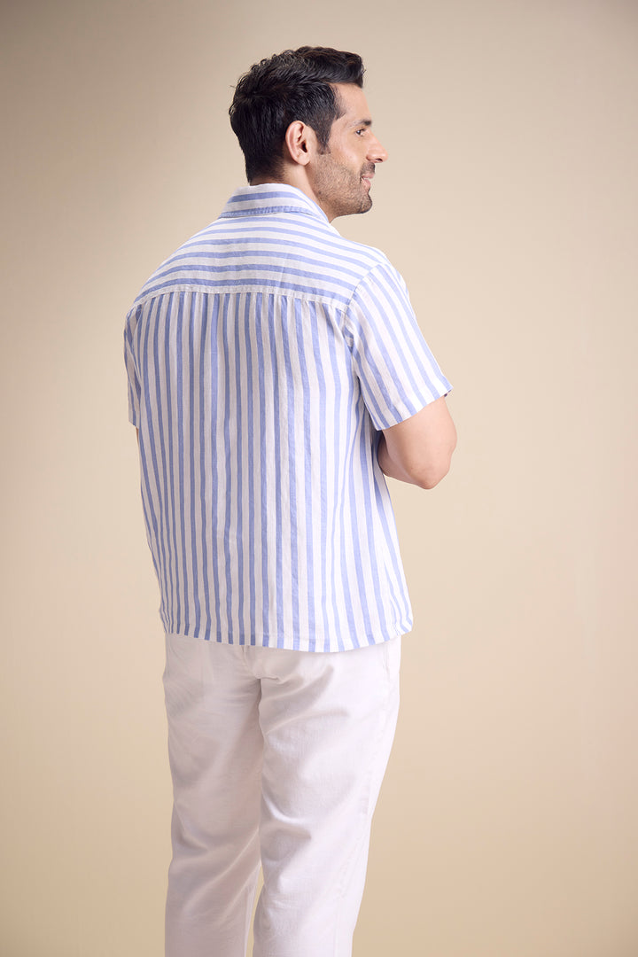 Bosco Short Sleeve Shirt — Regatta Stripe Sky