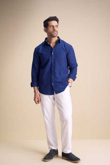 Lago Long Sleeve Collar Shirt — Blue